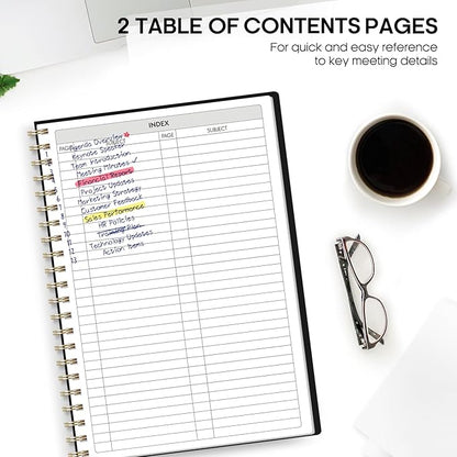 30 Pack of Meeting Notebook for Work Organization - Work Planner Notebook with Action Items, Agenda Planner for Note Taking, 160 Pages (6.9" X 9.9") Project Organizer for Men & Women - Black