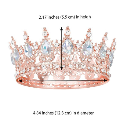 Gold Crown for Women Crystal Tiara and Queen Crown for Girl Wedding Headband for Bride Hair Accessories for Costume Birthday Party Cake Decoration Prom