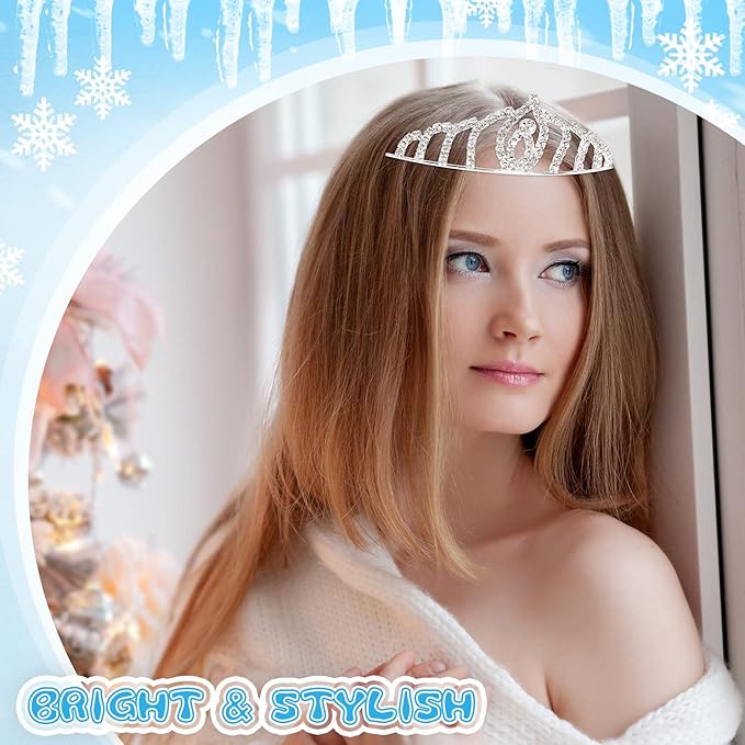 48-Piece Princess Crystal Tiara Crown Set, Silver Rhinestone, Queen Tiara Headband Hair Jewelry for Kids, Women, Costume, Birthday Party