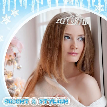 48-Piece Princess Crystal Tiara Crown Set, Silver Rhinestone, Queen Tiara Headband Hair Jewelry for Kids, Women, Costume, Birthday Party
