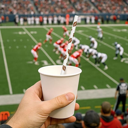 Football Straws - Pack of 100 Paper Disposable Straws, 7.75 Inches Long Fantasy Football Party Decorations - Party On Tap