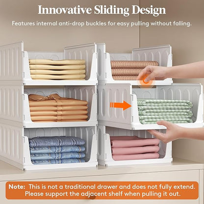 Lifewit 8 Pack Stackable Closet Organizers and Storage Basket for Clothes, Plastic Sweater Storage Bins for Wardrobe, Multifunctional Pants Organizer for RV, Pantry, Bathroom, Kitchen, Dorm, 24L