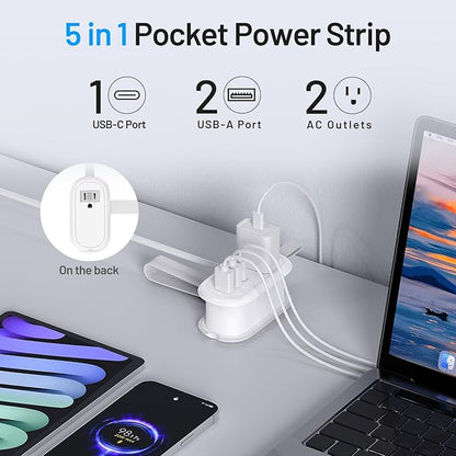 BEVA Cruise Power Strip, Cruise Approved Outlet with USB Ports, Non Surge Protector, 4FT Short Extension Cord 2 Outlets 3 USB Ports(1 USB C), Travel Essentials Outlet Adapter(3.4A Charge White)