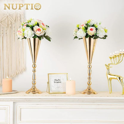 Pcs of 6 Fake Flower Ball Arrangement Bouquet,15 Heads Plastic Roses with Base, Suitable for Our Store's Wedding Centerpiece Flower Rack for Parties Valentine's Day Home Décor (Pink Champagne & White)