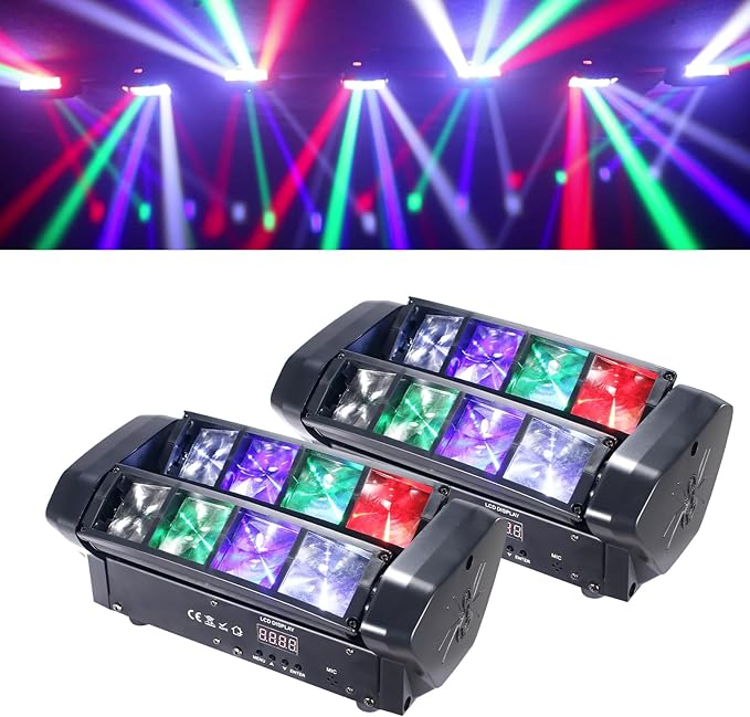 LED Mini Spider Moving Head Light 8x5W Beam Stage Lights RGBW Sound Activated DMX-512 Control for DJ Party Bar Disco Show Wedding Event Stage Lighting
