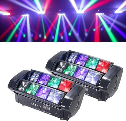 LED Mini Spider Moving Head Light 8x5W Beam Stage Lights RGBW Sound Activated DMX-512 Control for DJ Party Bar Disco Show Wedding Event Stage Lighting