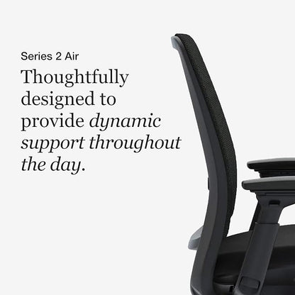 Steelcase Series 2 Office Chair - Ergonomic Work Chair with Wheels for Carpet - with Back Support, Weight-Activated Adjustment & Arm Support - Adjustable Rolling Chairs for Desk - Licorice