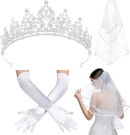 Crystal Tiaras & Crowns for Women, Bride Royal Queen Headband Princess Headpieces for Birthday Cake Crown & Prom Pageant Party