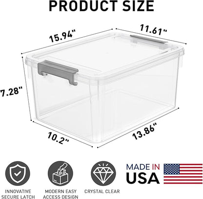 Citylife 17 QT Plastic Storage Bins with Latching Lids Stackable Storage Containers for Organizing Large Clear Storage Box for Garage, Craft, Toys, Closet, Home, 1 Packs