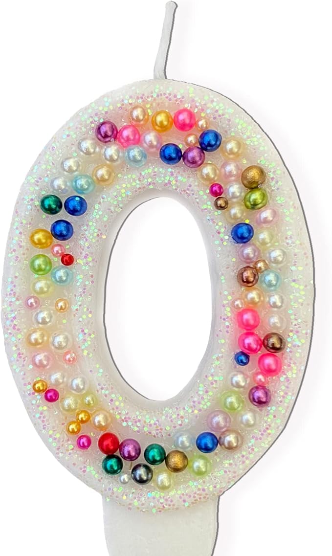 Birthday Candles, Pearl Sequin Number Candle Party Supplies (Number-0)