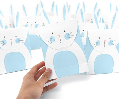 Cheerland Blue Bunny Party Favor Gift Bags Bunny Birthday Decorations Some Bunny is One Rabbit Birthday Easter Treat Bags Pastel Blue Goodie Boy Baby Shower Decor Tea Party Supplies 12 Pcs