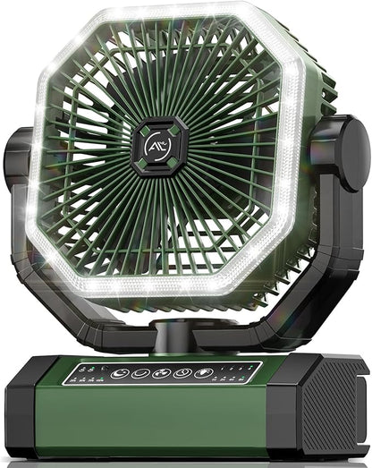 Portable Fan 24000mAh Battery Powered with Remote & LED, 4 Speed Strong Airflow, Desk/Camping/Outdoor/Gym Fan for Office Travel Treadmill Camping Gear