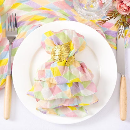 Socomi Easter Cloth Napkins 10 Pack Diamond Cheesecloth 21"x21" Washable Dinner Rustic Linen Table Napkins for Wedding Party Baby Shower Decor