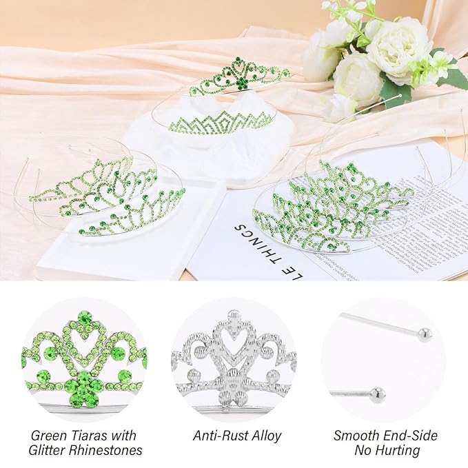 10 Pcs Green Tiaras Crowns Headbands for Women Girls, Bulk Princess Tiana Crown Tiara Costume Accessories for Halloween Outfit Cosplay Party Prom Quinceanera Pageant Tiana Crown