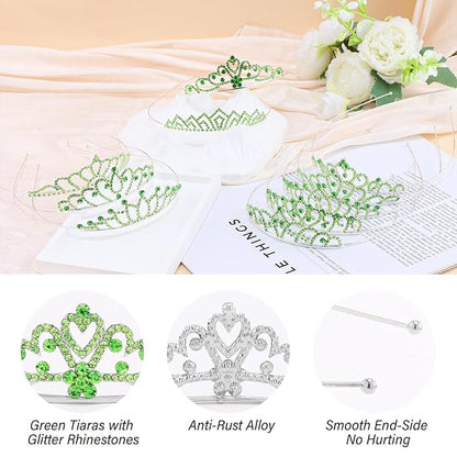 10 Pcs Green Tiaras Crowns Headbands for Women Girls, Bulk Princess Tiana Crown Tiara Costume Accessories for Halloween Outfit Cosplay Party Prom Quinceanera Pageant Tiana Crown