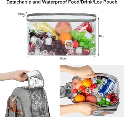 Picnic Backpack Bag for 4 Person with Cooler Compartment and Wine Holder,Fleece Blanket,Cutlery Set,for Camping,Beach,Day Travel,Hiking,BBQ and Family/Couples Gifts,Accessories,Supplies(Light Gray)