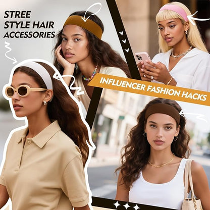Headbands for Women Stocking Stuffers - 8Pcs Head Bands Non Slip for Women's Hair Accessory Stretchy Fabric Sweat Headband for Workout Sport Yoga Running Christmas Birthday Gifts for Women Valentines