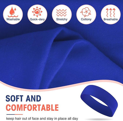 Hotop 20 Pcs Sport Stretchy Headbands for Girls Women Non Slip Soft Fabric Elastic Headband Bulk for Yoga DIY Team Gifts