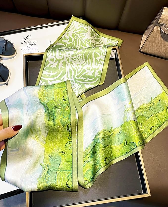 Head Scarf Hair Neck Scarves For Women Purse Bag Scarfs For Handbags Silky Long Thin Satin Headscarf Fashion