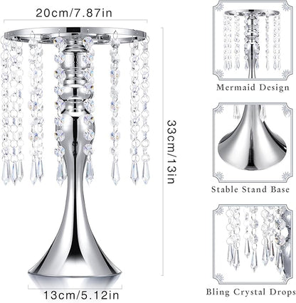 Unittype 20 Pcs Wedding Centerpieces for Tables 13 Inch Tall, Crystal Flower Stand Floral Vases for Tabletop Flower Arrangement Stand Valentines Gift Baptism Christmas Party Decor (Silver)
