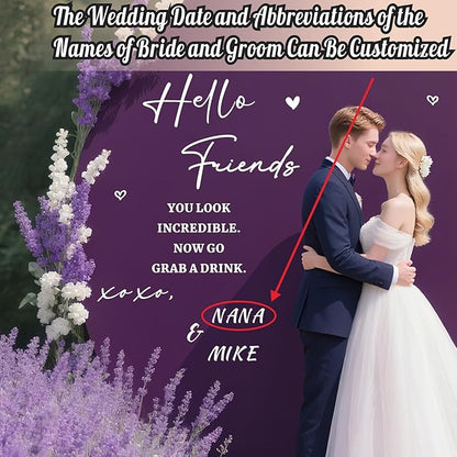 Personalized Wedding Welcome Sign Decals for Mirror Selfie Mirror Vinyl Decal for Wedding Party Entry DIY Bride and Groom Names Stickers Hello Friends Sign Decal for Seating Chart Board Backdrop Decor