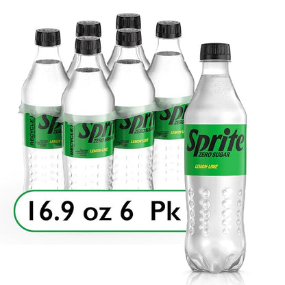 Sprite Zero Sugar Lemon Lime Diet Soda Pop Soft Drinks, 16.9 fl oz, 6 Pack
