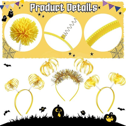 Censen 24 Pcs Pom Pom Headband Tinsel Wrapped Ponytail Head Bopper Costume Headwear Halloween Party Accessory
