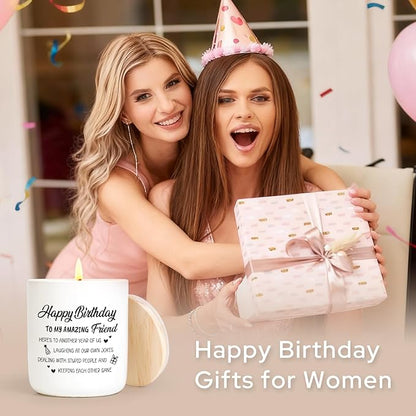 Best Friend Birthday Gifts for Women Men, Funny Friendship Gifts for Woman Candles, Happy Birthday Gift for Friends Sister Bestie BFF Coworker Classmate, Funny Lavender Candles 7Oz