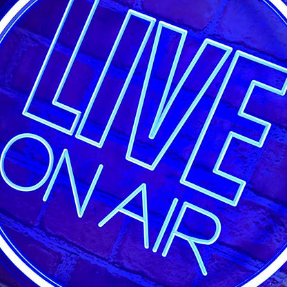 Personalized Live On Air Neon Sign, Custom Color Neon Live On Air 3D Art Led Sign, Dimmable Wall Décor Round Live On Air Streaming LED Night Light for Streamer, Game Room, Studio Decoration(Custom)