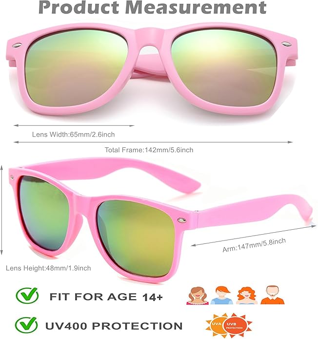 Eyegla 8/12/18 Pack Neon Sunglasses Bulk Colorful Multipack Party Sunglasses Retro Glasses Party Favor for Adult Men Women