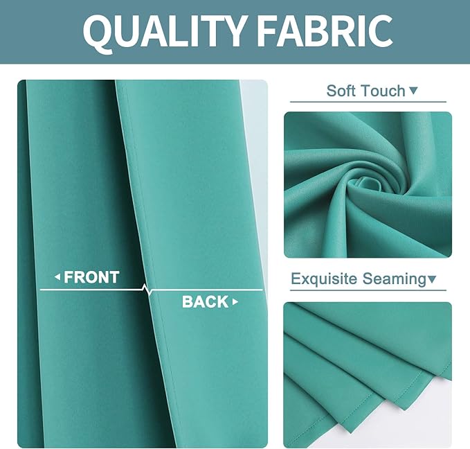 ChrisDowa Blackout Curtains 108 Inches Long for Living Room, Grommet Thermal Insulated Room Darkening Curtains for Bedroom (1 Panel Set, Teal, 52W x 108L)