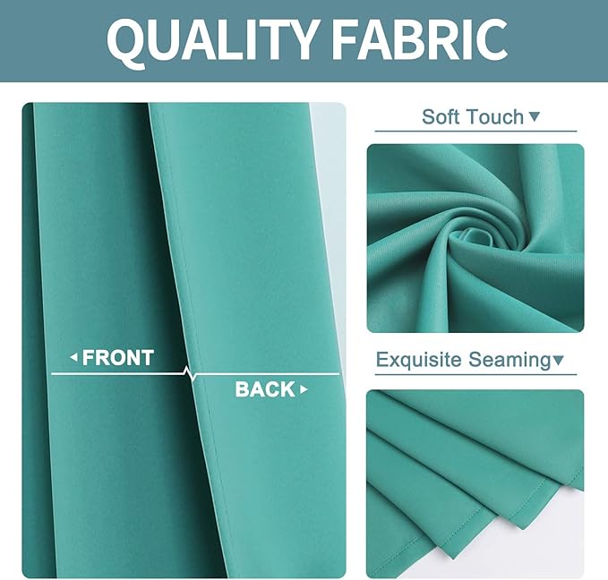 ChrisDowa Room Divider Curtain 84 Inches Long, Wide Blackout Sliding Door Curtain for Bedroom, Room Darkening Privacy Window Curtain for Patio Door (1 Panel Set, Teal, 100 x 84 Inch)