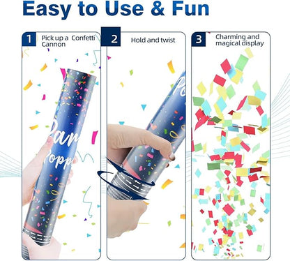 Confetti Cannon Party Popper 12Pack Biodegradable Confetti Popper Cannons 12Inch Multicolor Confetti Shooters for Wedding Graduation Birthday 4th of July New Year Christmas Party Supply Celebration