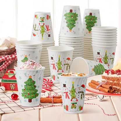 Lamosi 12 oz Christmas Coffee Cups Disposable 120 Pack, Insulated Corrugated Paper Cups 12 oz for Hot Beverage, Espresso, Coffee