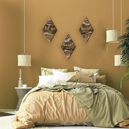 ONIZHITY 3 Pcs Brown Gold Bathroom Decor Brown Wall Decor with Accept Let Go Have Faith Quote Rustic Vintage Farmhouse Wooden Hanging Signs for Home Living Room Bedroom Office(12x7 Inches)