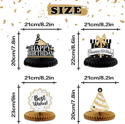 Happy 30th Birthday Decorations,30th Bday Gold Glitter Shiny Stand Honeycomb Table Centerpieces - Cheers to Thirty Years Old Birthday Party Photoprop Gift Sign.