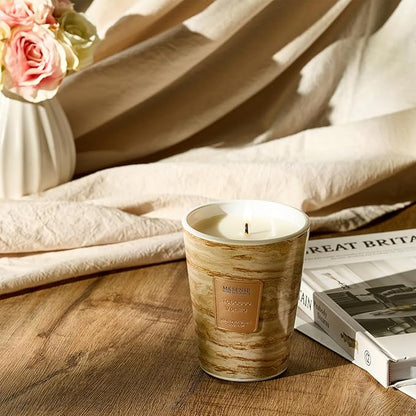 M&SENSE Tobacco Vanilla Scented Candles for Home, 3 Wick Highly Scented Jar Candle, 14.1 Oz 80H Long Lasting Burning Christmas Candle for Women, Aromatherapy Candles for Holiday Christmas Gift