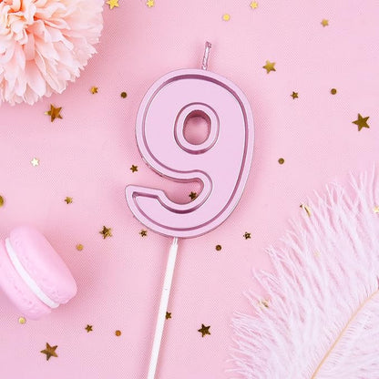 PHD CAKE 2.76 Inch Luxe Rose Gold 9 Number Birthday Candles, Rose Gold Number Candle, Cake Number Candles, Party Celebration