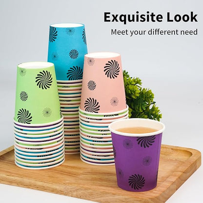 500 Pack 5oz Disposable Paper Cups, Colorful, Small Mouthwash, Mini for Party, Picnics, Barbecues, Travel, Wave Point