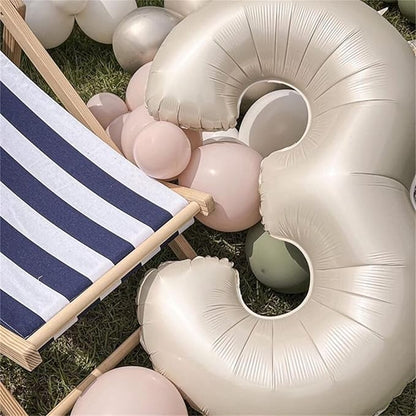 Cream 4 Balloons, 40 Inch Large Beige Foil Number Balloons Set 0-9, Self Inflating White Sand Digital 4 Helium Balloon for Boys Girls Women Birthday Anniversary Party Decorations Photo Shoot Supplies