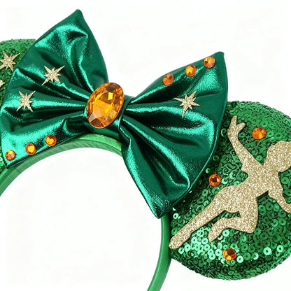ANIUHL Christmas Mouse Ears Headband Polka Dot Snowflake Angel Rhinestone Sequin Bow Hairband for Party Favors