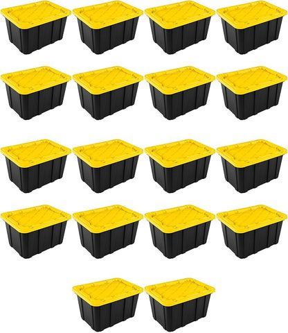 Sterilite 18-Pack Industrial Tote, Plastic Storage Container Bins with Lids, 27 Gallon - Heavy-Duty Organizing Containers for Closet, Bathroom, and Office