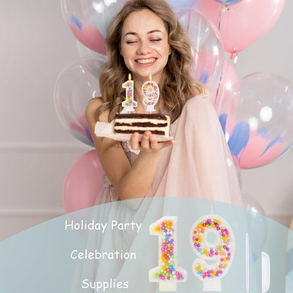 19th Birthday Candle for Cake, Colorful Macaron Numeral Candles for Boys/Girls, Theme Birthday Party Cake Decorations, Cake Topper for Birthday Party Supplies (Number 19)