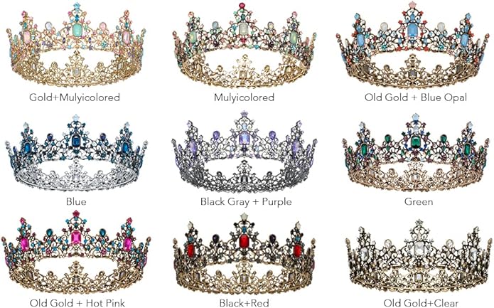 SWEETV Queen Crown for Women - Baroque Wedding Tiaras and Crowns,Jeweled Tiara Crown,Prom Birthday Halloween Hair Accessories
