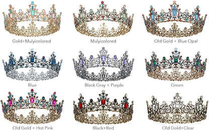 SWEETV Queen Crown for Women - Baroque Wedding Tiaras and Crowns,Jeweled Tiara Crown,Prom Birthday Halloween Hair Accessories