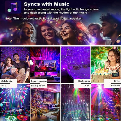 Disco Ball Party Lights,DJ Disco Lights,Sound Activated LED Stage Light Star Ocean Projector with Remote Control for Home Decoration Parties Gift Club Bar Festival Christmas Birthday Wedding