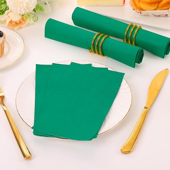 100 Pcs Green Paper Napkins Disposable - Green Guest Dinner Napkins for Bathroom Wedding Birthday Anniversary Christmas Party