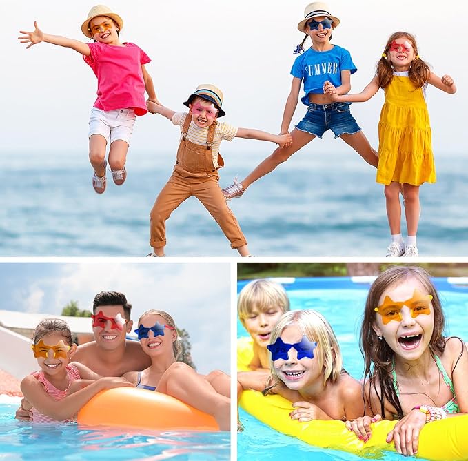 PLULON 15 Pairs Star Sunglasses Rimless Star Shape Sunglasses, Colorful Star Glasses Bulk Bachelorette Sunglasses Star Party Favors for Birthday Beach Kids Adult - Multicolor