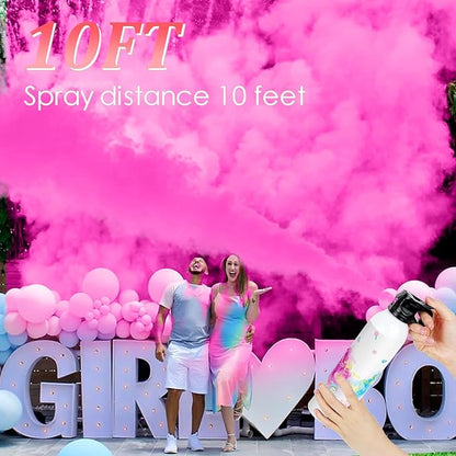 SRG Large Gender Reveal Fire Extinguisher Color Blaster | 2 Packs Baby Girl Pink Gender Reveal Extinguisher | Pink Smoke for Gender Reveal Party & Ideas | Long Lasting（Pink）