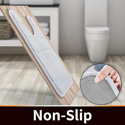 Yimobra Memory Foam Toilet Bath Mat U-Shaped, Soft and Comfortable, Super Water Absorption, Non-Slip, Thick, Machine Wash and Easier to Dry for Bathroom Commode Contour Rug, 24 X 24 Inches, Silver